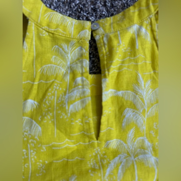 C&C California 100% linen vibrant yellow tropical dress/swim cover S - Picture 5 of 9